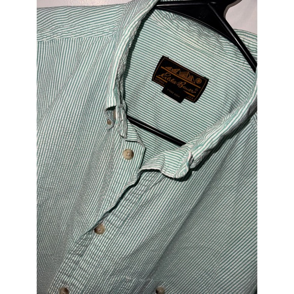 Eddie Bauer Other - Eddie Bauer Mens Seersucker Stripe Short Sleeve Button Up Shirt L/G Mint Green